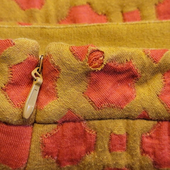 Anthropologie Charlie & Robin Quilted Pencil Mini Skirt Orange Tan Geometric 10 - Picture 14 of 16